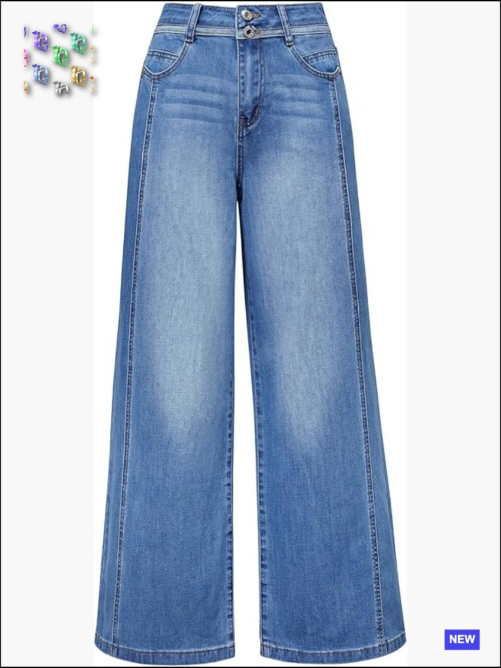 High Rise Wide Leg Stretchy Denim Jeans Petite Cotton Blend Y2K Chic